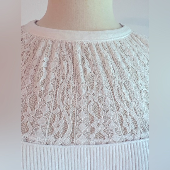 Express Lace Yock Ivory Midi Sweater Dress Sz M - Picture 5 of 10